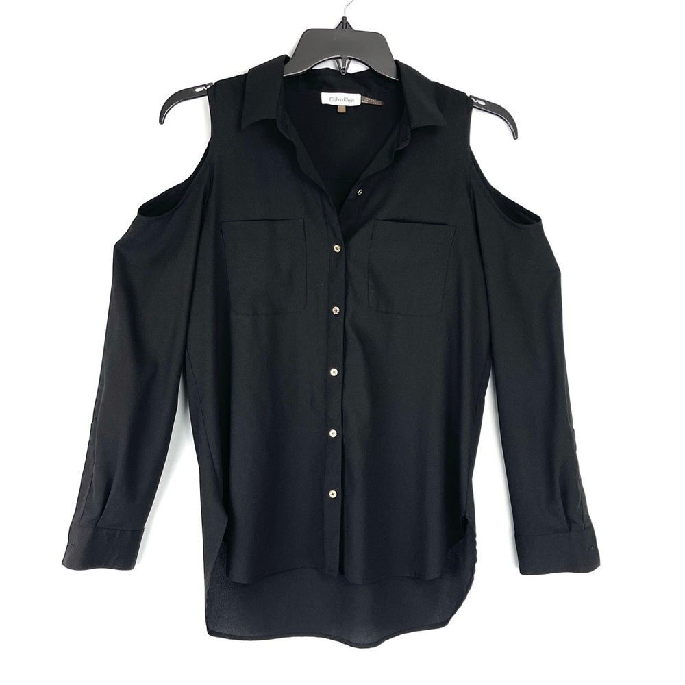 Calvin Klein Cold Shoulder Button Down Top Size Medium